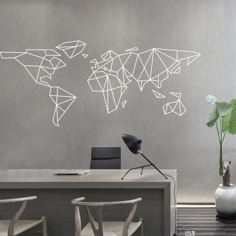 Office Furniture World - Geometric World Map Wall Sticker Bedroom