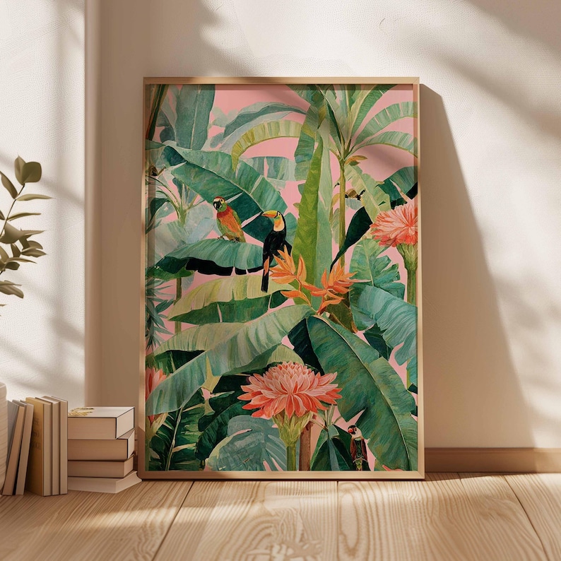 Office Furniture Direct - 1pc Retro Tropical Canvas Poster, Unframed