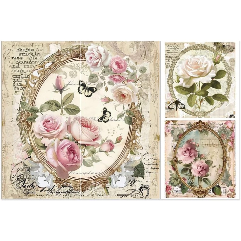 Office Furniture Group - 3pcs/Set Rose Rub on Transfers for