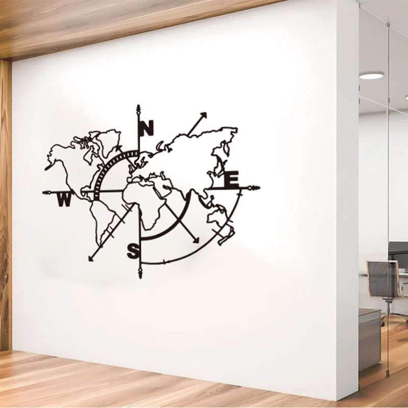 Office Furniture World - Large World Map Compass Car Wall