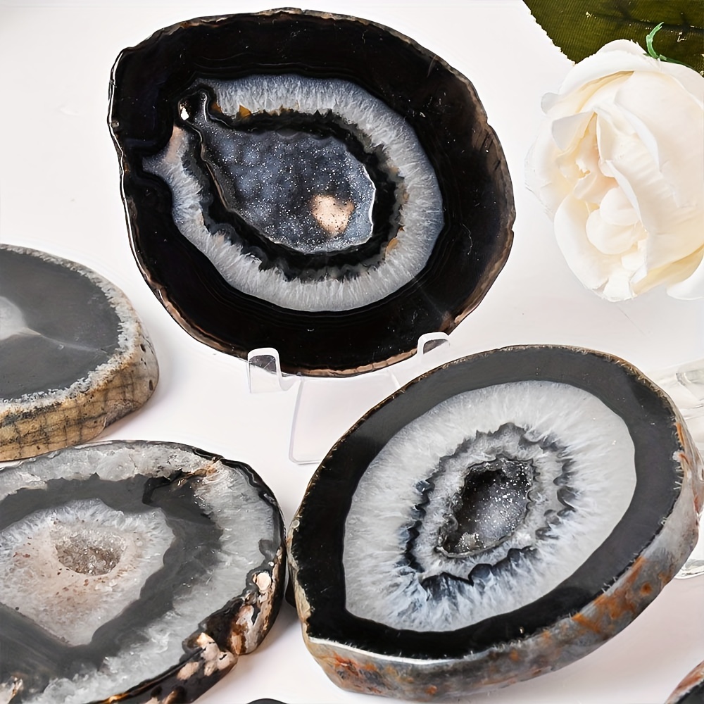 Office Furniture In China - 1pc Natural Black Agate Geode Slice
