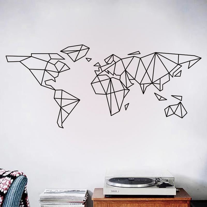 Geometric World Map Wall Stick - огляд і ціна Office Furniture World