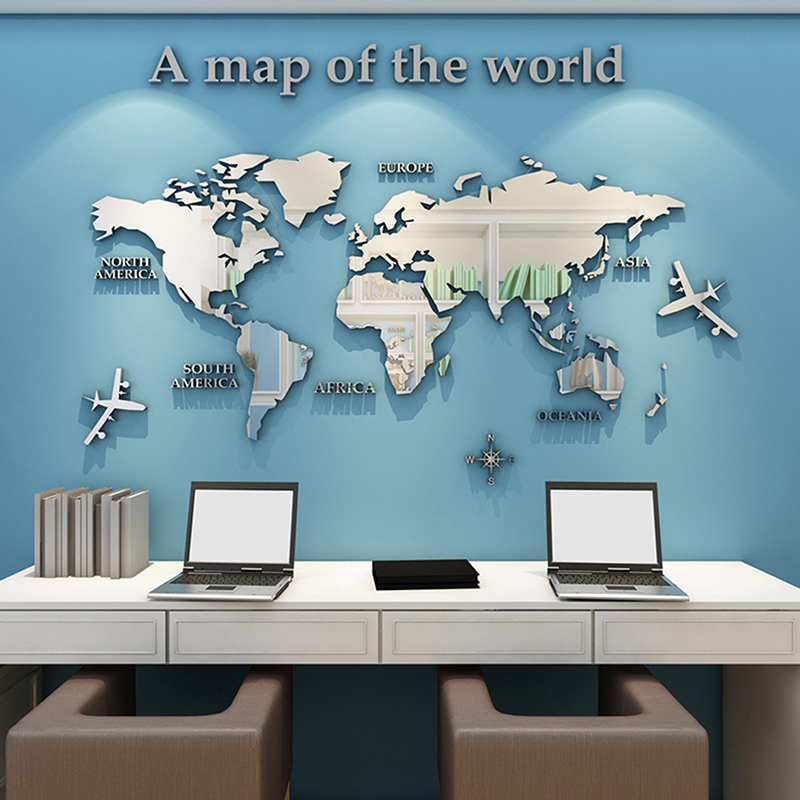 World Map Wall Stickers 3D Acr - огляд і ціна Office Furniture World