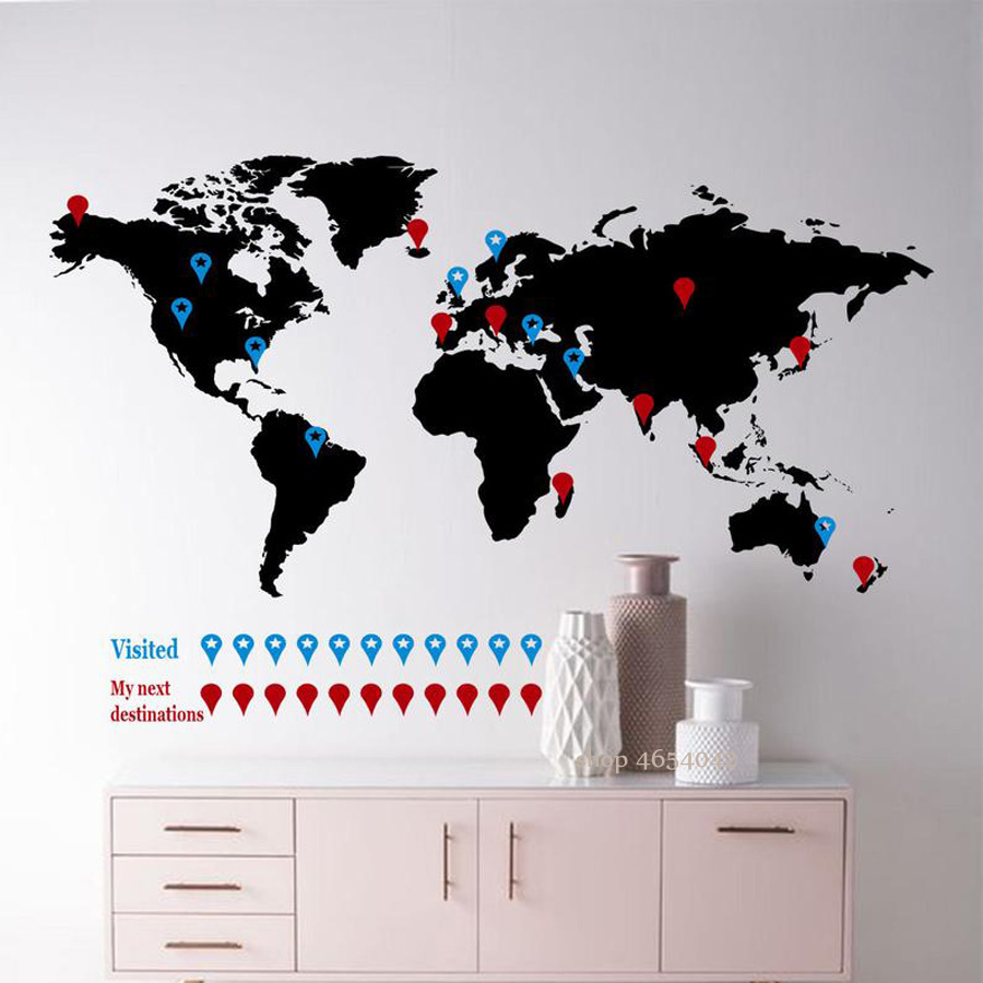 Large World Map Wall Decal Tra - огляд і ціна Office Furniture World