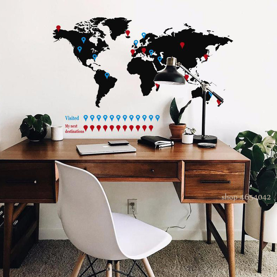 Large World Map Wall Decal Tra - огляд і ціна Office Furniture World