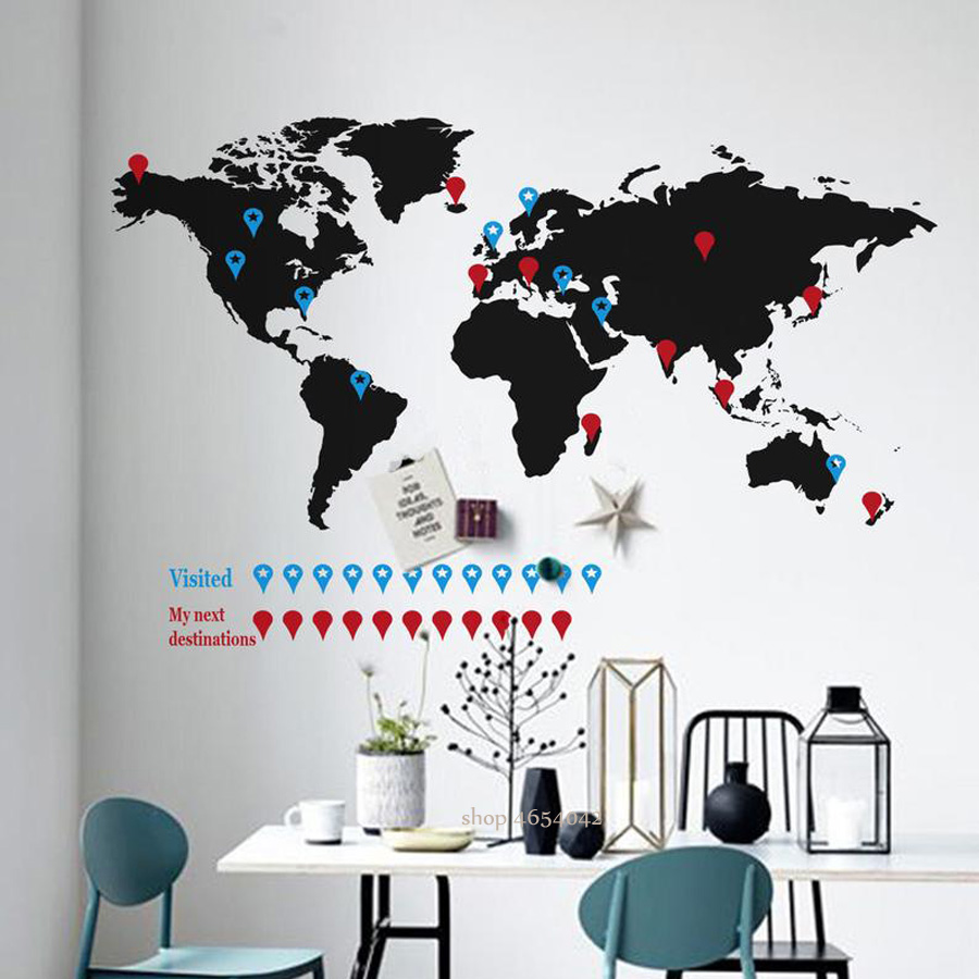 Large World Map Wall Decal Tra - огляд і ціна Office Furniture World
