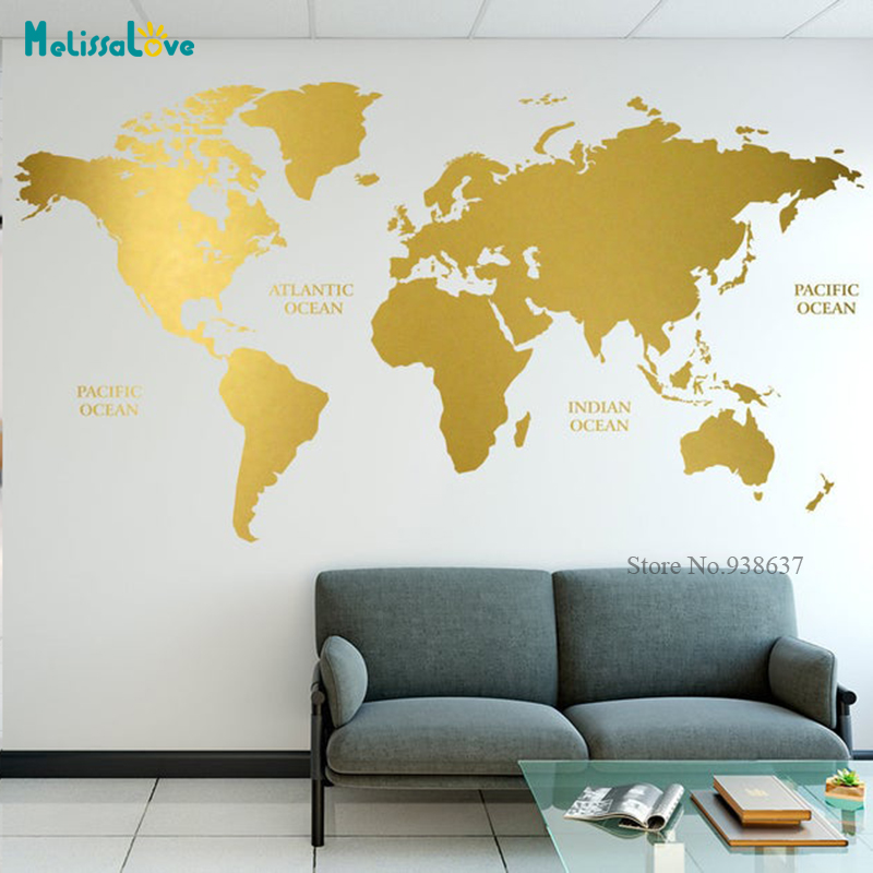 Gold World Map Decal Geometric - огляд і ціна Office Furniture World