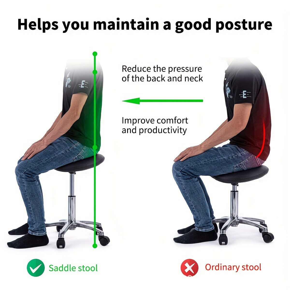 Saddle Stool Rolling Swivel SP - огляд і ціна Office Furniture In China
