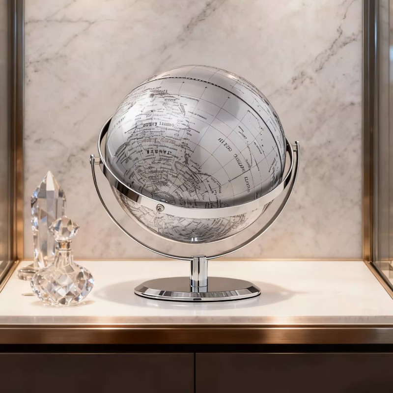 25cm Luxury Silver World Globe - огляд і ціна Office Furniture World